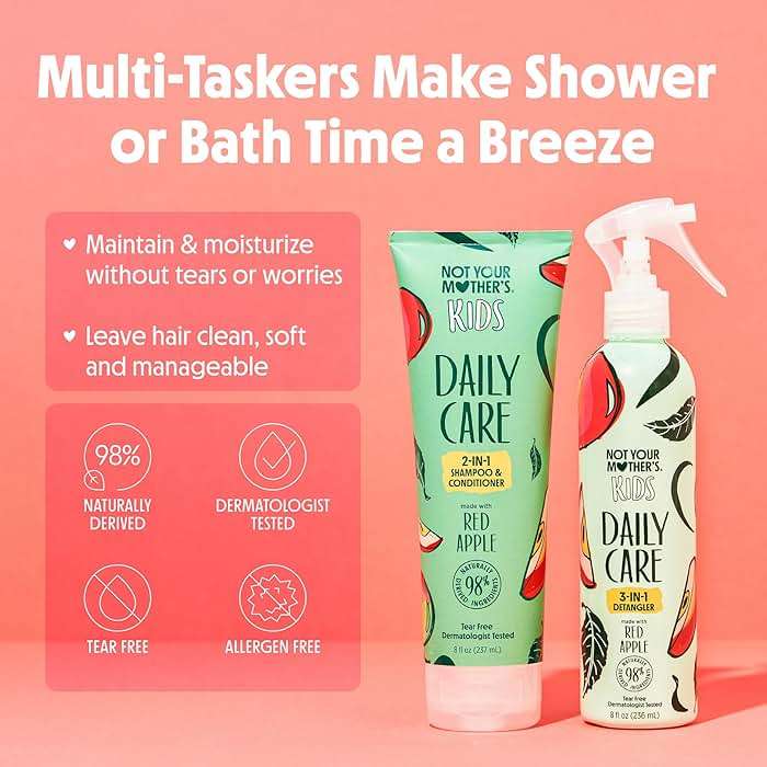 Not Your Mother's Kids Daily Care 2-In-1 Shampoo & Conditioner and 3-In-1 Detangler (2-Pack) - Hair Products for Kids - Ideal for All Hair Types - Image 5