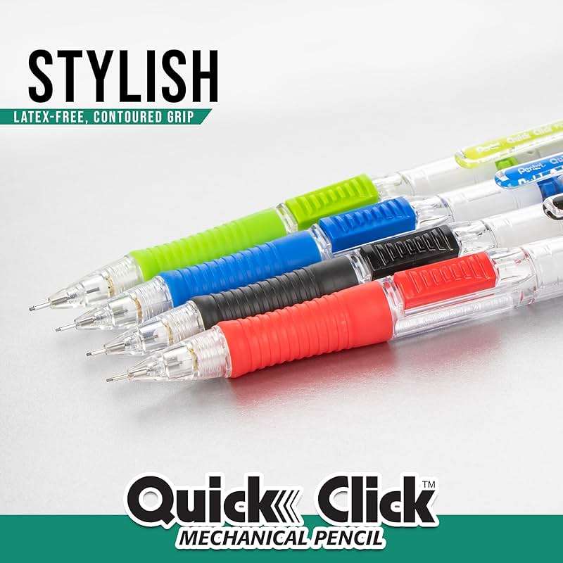 Pentel Quick Click Mechanical Pencil, (0.5mm), Includes Refill Lead and Erasers, Pack of 8 Pencils (PD215LEBP8) - Image 5