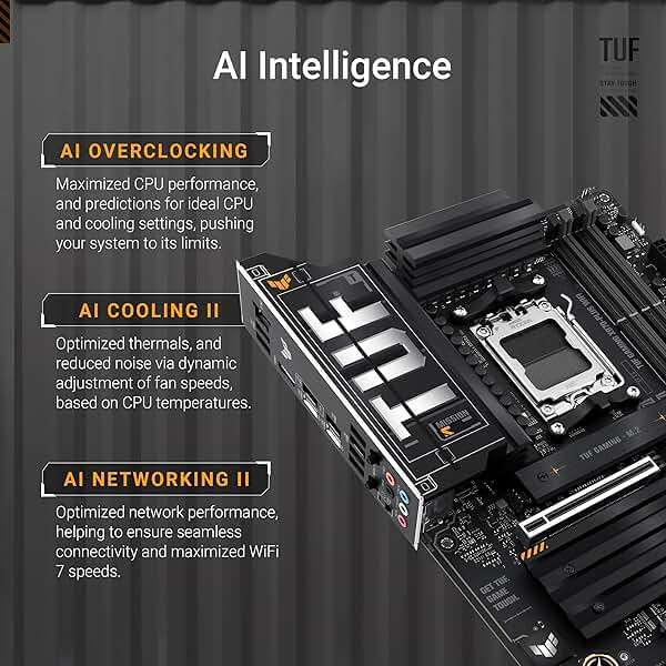 ASUS TUF Gaming X870-PLUS WiFi AMD AM5 X870 ATX Motherboard, 16+2+1, 80A SPS Power Stages, DDR5, PCIe 5.0 Ready, Four M.2 Slots, Wi-Fi 7, 2.5Gb LAN, HDMI, USB4® 40Gbps, SATA 6 Gbps, USB 20Gbps Type-C - Image 2