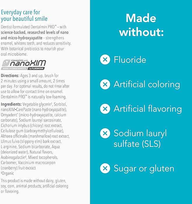 Biocidin Dentalmin Pro Hydroxyapatite Toothpaste - Mint Fluoride Free Toothpaste - Remineralizing & Whitening Toothpaste - Nano Hydroxyapatite for Sensitive Teeth - Enamel Support - SLS Free (3.4 oz) - Image 6