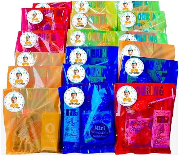 JJJ Design Custom Birthday Thank You Stickers with Face Photo 2 Inch 12 pcs Custom Photo Thank You Labels for Goodie Bag Face Photo Stickers (Blue) - Image 4