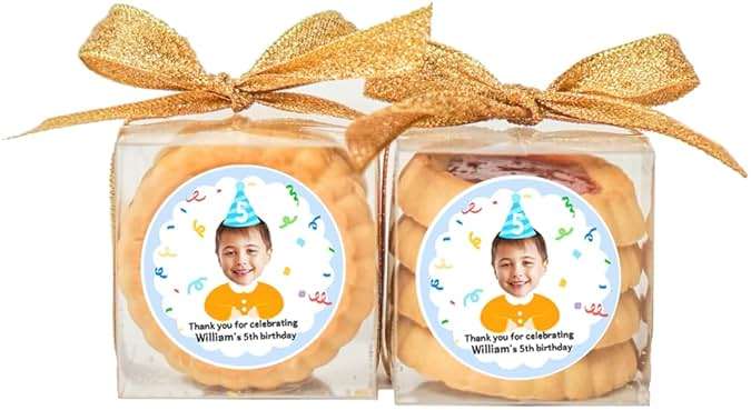 JJJ Design Custom Birthday Thank You Stickers with Face Photo 2 Inch 12 pcs Custom Photo Thank You Labels for Goodie Bag Face Photo Stickers (Blue) - Image 7