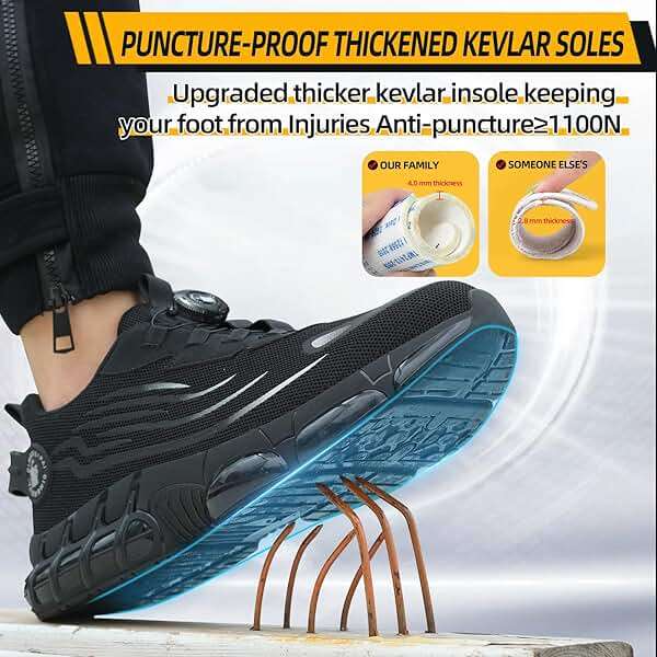 Steel Toe Shoes for Men Women Safety Work Shoes Air Cushion Construction Industrial Shoes Safety Shoes Lightweight Steel Toe Sneakers for Men - Image 3