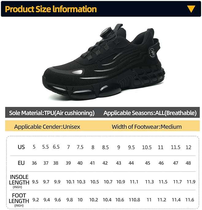 Steel Toe Shoes for Men Women Safety Work Shoes Air Cushion Construction Industrial Shoes Safety Shoes Lightweight Steel Toe Sneakers for Men - Image 7