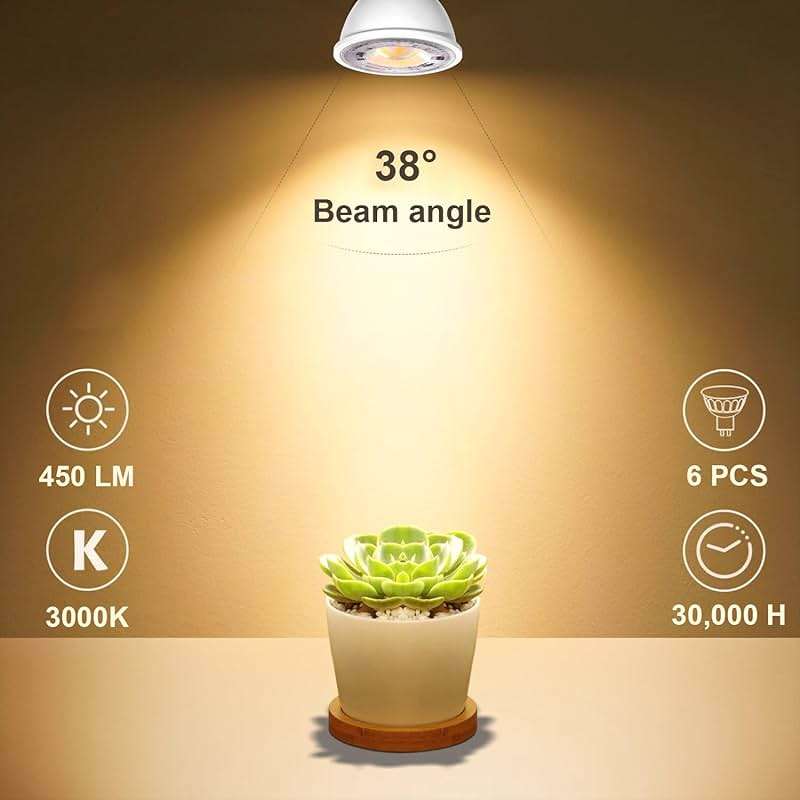 Vannise MR16 GU5.3 LED Bulb 2700K Soft White, 6 Pack MR16 LED Bulbs for Landscape Lighting 450LM 7W, Equivalent 50W, No Flicker GU5.3 Base, Non-Dimmable Light Bulbs for Indoor & Outdoor - Image 3