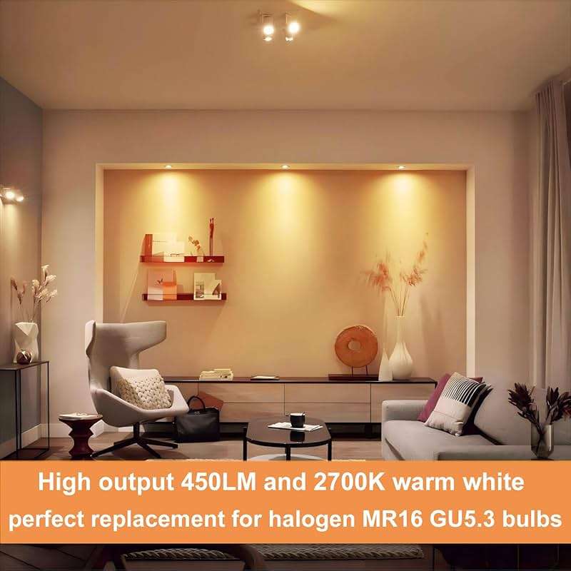 Vannise MR16 GU5.3 LED Bulb 2700K Soft White, 6 Pack MR16 LED Bulbs for Landscape Lighting 450LM 7W, Equivalent 50W, No Flicker GU5.3 Base, Non-Dimmable Light Bulbs for Indoor & Outdoor - Image 5