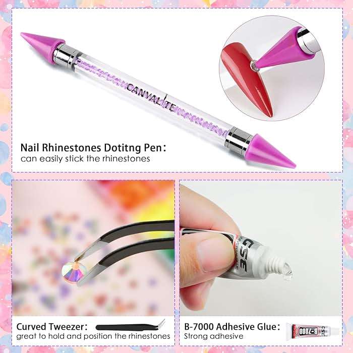 Canvalite 25000PCS Resin Jelly Rhinestones for Crafting, Pink AB Flatback Gems, Bedazzling Crystal with 5x2.5g B7000 Jewelry Glue and Tweezers Dotting Pen for DIY Crafts Clothing Shoes Nail Art - Image 3