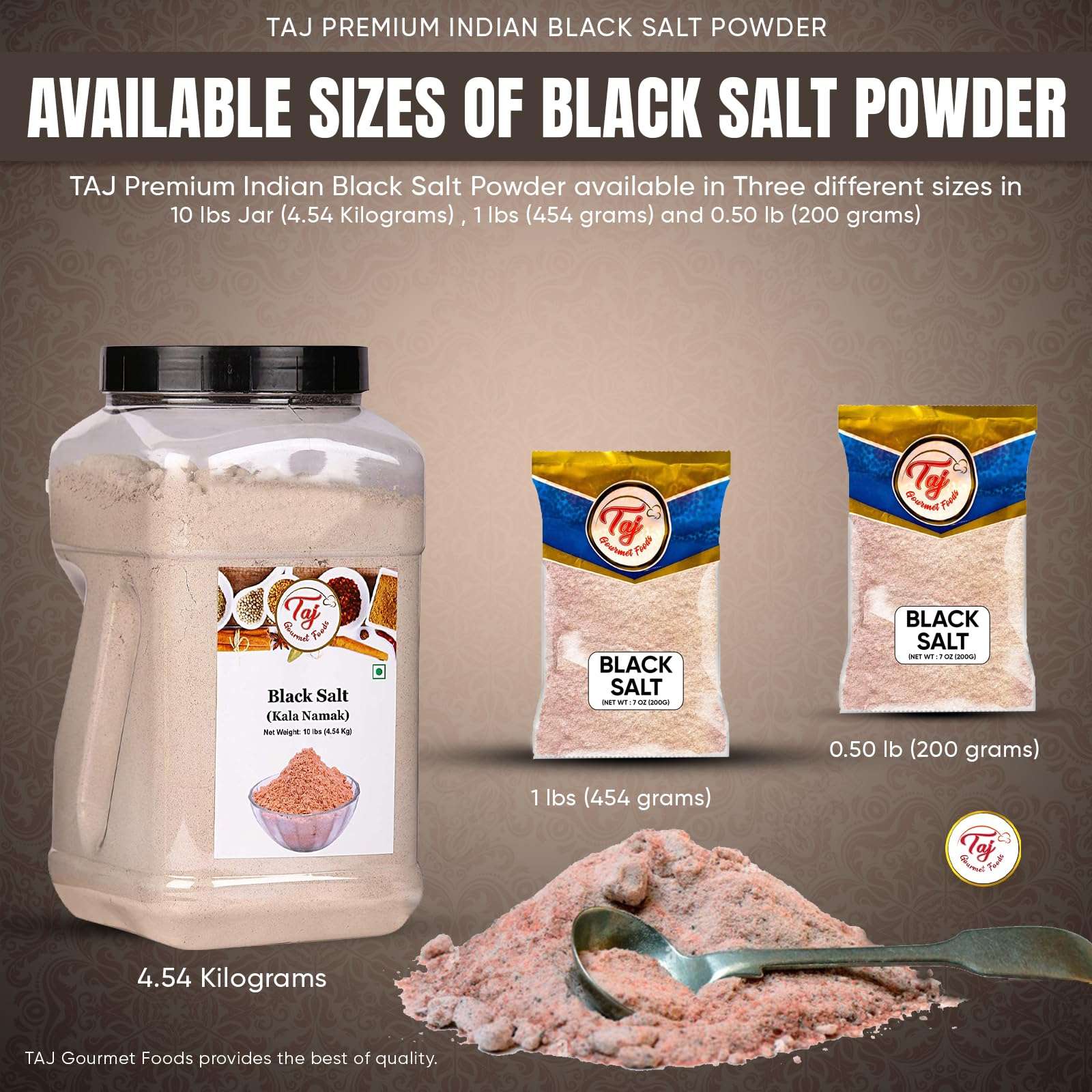 TAJ Black Salt Powder 7-Ounce (200g) | Kala Namak | Vegan & Gluten Friendly, GMO Free - Image 4