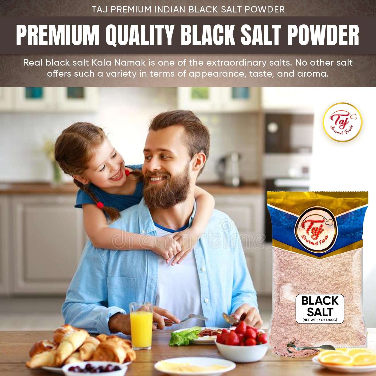 TAJ Black Salt Powder 7-Ounce (200g) | Kala Namak | Vegan & Gluten Friendly, GMO Free - Image 6