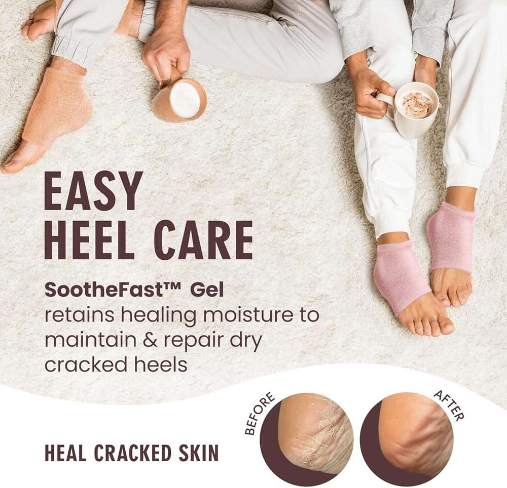 Dr. Frederick’s Original Moisturizing Fuzzy Heel Socks - Cozy Gel-Lined Socks for Dry Cracked Heels - 2 Pairs - Overnight Foot Care with Olive Oil, Vitamin E - Gifts for Women & Men - Peach Fuzz - Image 2