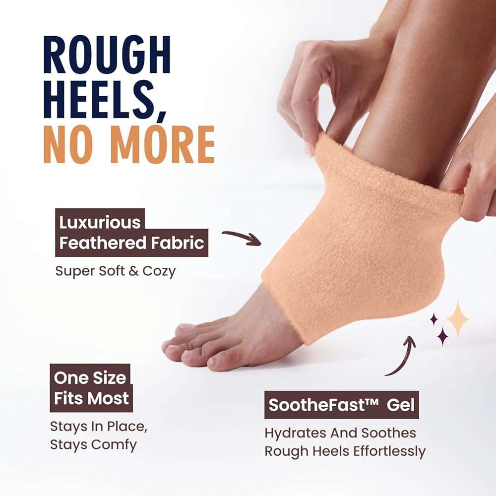 Dr. Frederick’s Original Moisturizing Fuzzy Heel Socks - Cozy Gel-Lined Socks for Dry Cracked Heels - 2 Pairs - Overnight Foot Care with Olive Oil, Vitamin E - Gifts for Women & Men - Peach Fuzz - Image 3