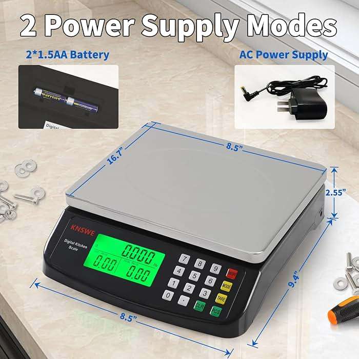 KNSWE Large Kitchen Scale Black 40KG/88LB Commercial Food Scales Digital Weight for Cooking Meat Baking Bread Price Computing 304 Stainless Steel with Parts Counting Deli Stores Tare Function - Image 2