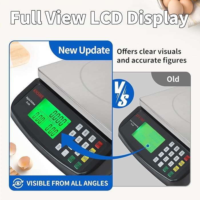 KNSWE Large Kitchen Scale Black 40KG/88LB Commercial Food Scales Digital Weight for Cooking Meat Baking Bread Price Computing 304 Stainless Steel with Parts Counting Deli Stores Tare Function - Image 4
