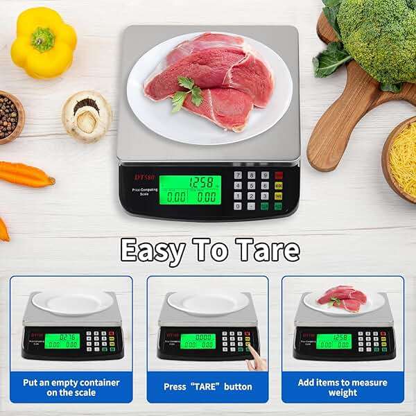 KNSWE Large Kitchen Scale Black 40KG/88LB Commercial Food Scales Digital Weight for Cooking Meat Baking Bread Price Computing 304 Stainless Steel with Parts Counting Deli Stores Tare Function - Image 5