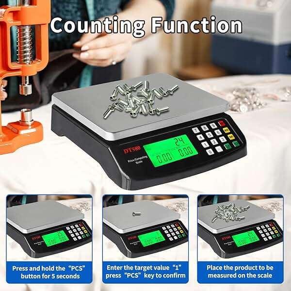 KNSWE Large Kitchen Scale Black 40KG/88LB Commercial Food Scales Digital Weight for Cooking Meat Baking Bread Price Computing 304 Stainless Steel with Parts Counting Deli Stores Tare Function - Image 6