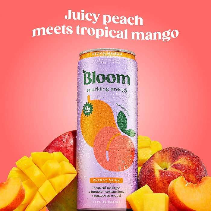 Bloom Nutrition Sparkling Energy Drink - Natural Caffeine, Zero Sugar, 180mg Caffeine - Antioxidant-Rich w/Green Coffee Bean, Green Tea Extract, Prebiotics - 12oz 12 pk - Image 3