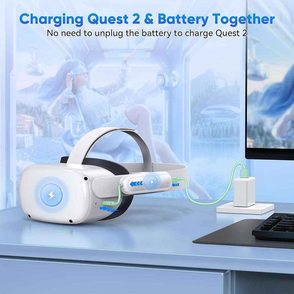 Kinwin Battery Pack for Oculus Quest 2, 2 Pack 20000mWh Extended Battery for Meta Quest 2 Accessories, 10W Fast Charging VR Headset Battery, Lightweight and Portable Charger for Extra 2-4H Playtime - Image 5