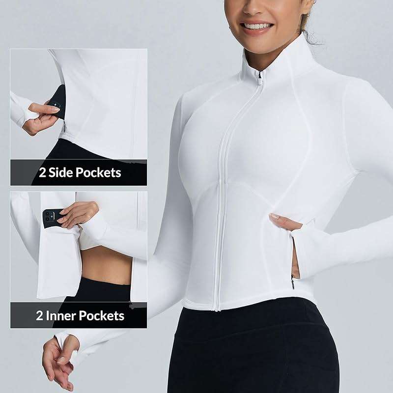 baleaf Women's Fleece Jacket for Running Zip Up Jackets Cold Weather Gear Workout Bbl Tights Yoga - Image 3