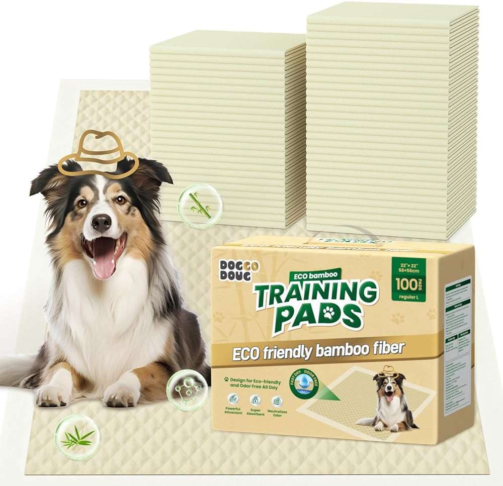 DOGGO DOUG Puppy Pads 100 Count Small 22x22in Bamboo Training Pads Deodorizing Leakproof Quick Drying Dog Pee Pads Super Absorbent Disposable Pee Pads for Dogs Puppies, Doggie, Cats, Rabbits - Image 1