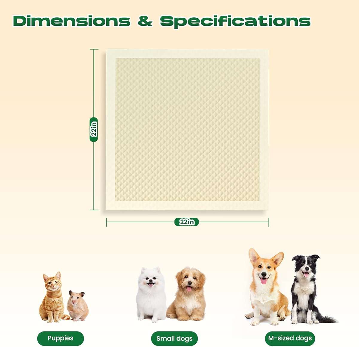 DOGGO DOUG Puppy Pads 100 Count Small 22x22in Bamboo Training Pads Deodorizing Leakproof Quick Drying Dog Pee Pads Super Absorbent Disposable Pee Pads for Dogs Puppies, Doggie, Cats, Rabbits - Image 2