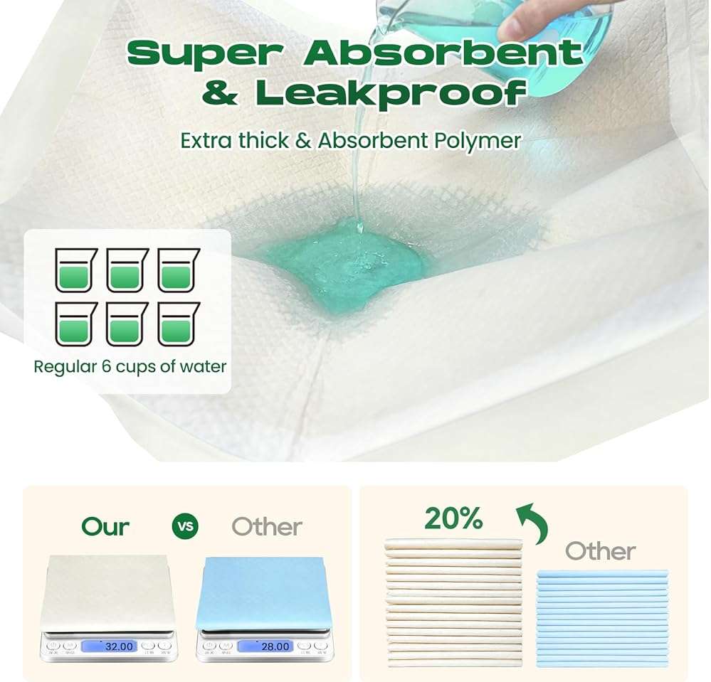 DOGGO DOUG Puppy Pads 100 Count Small 22x22in Bamboo Training Pads Deodorizing Leakproof Quick Drying Dog Pee Pads Super Absorbent Disposable Pee Pads for Dogs Puppies, Doggie, Cats, Rabbits - Image 4