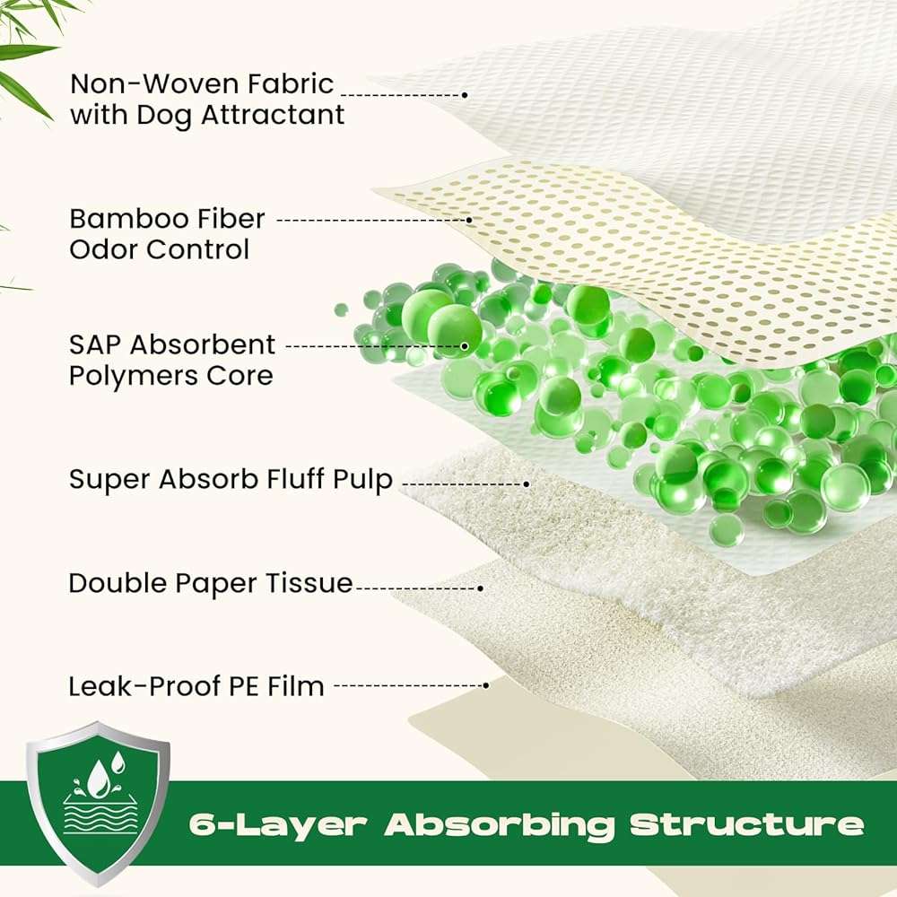 DOGGO DOUG Puppy Pads 100 Count Small 22x22in Bamboo Training Pads Deodorizing Leakproof Quick Drying Dog Pee Pads Super Absorbent Disposable Pee Pads for Dogs Puppies, Doggie, Cats, Rabbits - Image 6