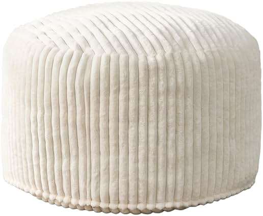 Hobestluk 3ft Bean Bag Chairs for Adults Large Beanbag Chair with Stripe Plush Cover Big Bean Bag Chair for Living Room Bedroom Dorm Office - White (36” x 36” x 22”) - Image 9