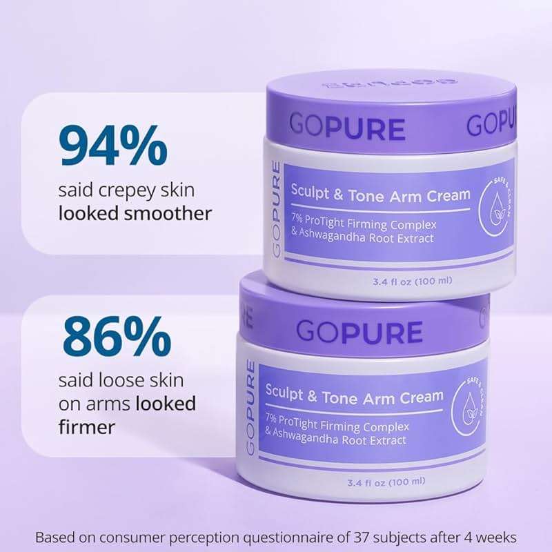 goPure Sculpt & Tone Arm Cream - Firming & Tightening Cream - Smooths, Lifts, Sculpts the Look Of Arms - ProTight Complex - Rice Protein, Shea Butter, Avocado - Clinically Tested - All Skin Types - Image 2