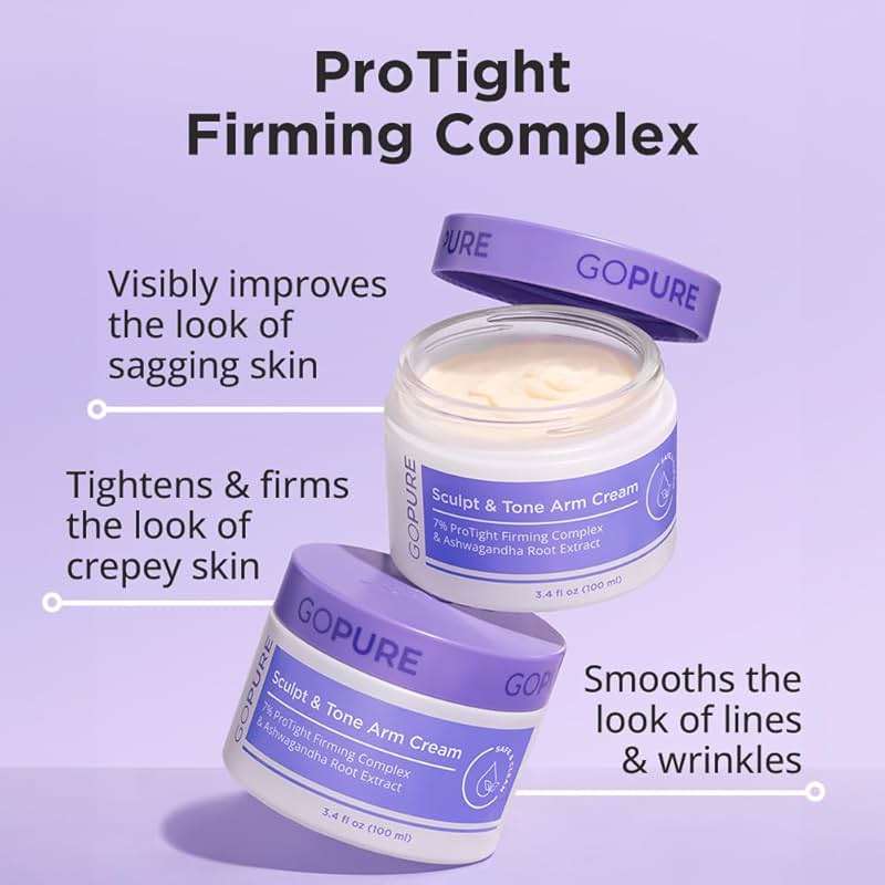 goPure Sculpt & Tone Arm Cream - Firming & Tightening Cream - Smooths, Lifts, Sculpts the Look Of Arms - ProTight Complex - Rice Protein, Shea Butter, Avocado - Clinically Tested - All Skin Types - Image 4
