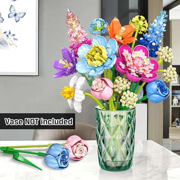 PLAXSOON Flower Bouquet Building Set, 888 PCS Botanical Collection Building Block Toy, Flowers Rose Plant Home Decor, Mothers Day Valentine's Day Birthday Gift for Adults Women Boys Girls 8+ - Image 4