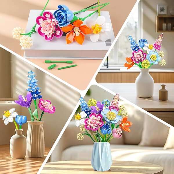 PLAXSOON Flower Bouquet Building Set, 888 PCS Botanical Collection Building Block Toy, Flowers Rose Plant Home Decor, Mothers Day Valentine's Day Birthday Gift for Adults Women Boys Girls 8+ - Image 6