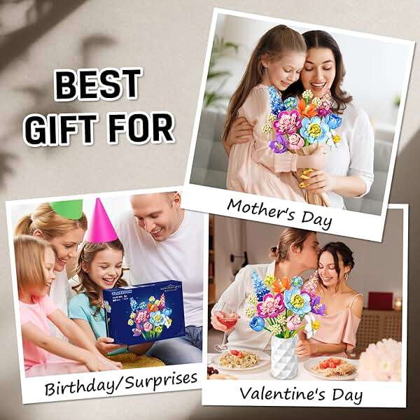 PLAXSOON Flower Bouquet Building Set, 888 PCS Botanical Collection Building Block Toy, Flowers Rose Plant Home Decor, Mothers Day Valentine's Day Birthday Gift for Adults Women Boys Girls 8+ - Image 7