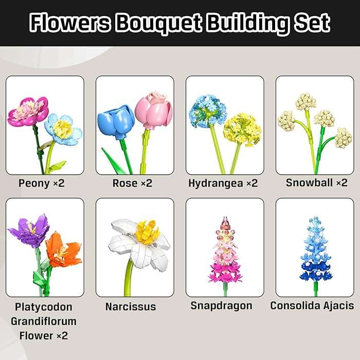 PLAXSOON Flower Bouquet Building Set, 888 PCS Botanical Collection Building Block Toy, Flowers Rose Plant Home Decor, Mothers Day Valentine's Day Birthday Gift for Adults Women Boys Girls 8+ - Image 8