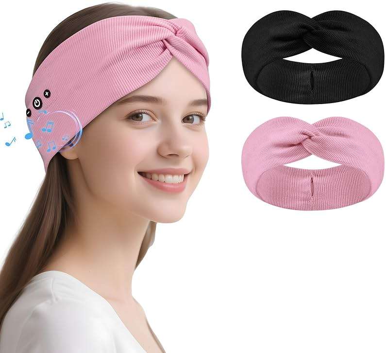 2-Pack Bluetooth Headband for Women, Wirless Headband with HD Stereo Speakers, Fashion Headband Headphones for Workout, Running, Yoga, Travel, Casual Wear, Meditation - Image 1