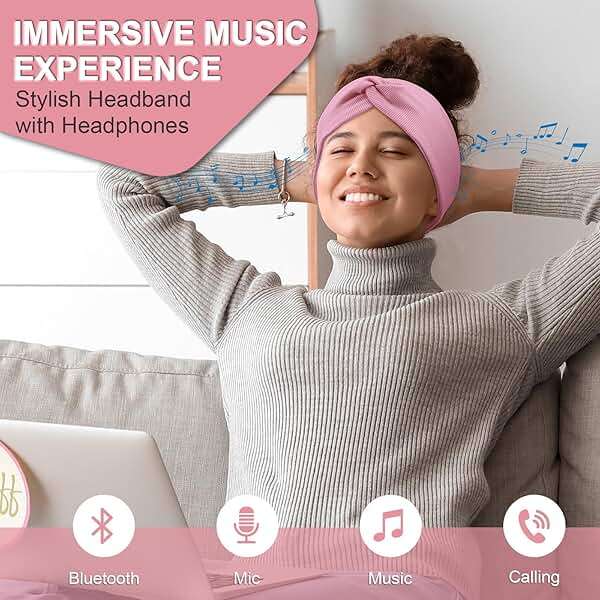 2-Pack Bluetooth Headband for Women, Wirless Headband with HD Stereo Speakers, Fashion Headband Headphones for Workout, Running, Yoga, Travel, Casual Wear, Meditation - Image 2