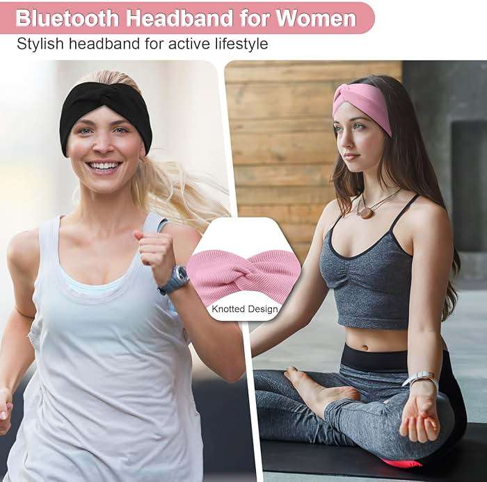 2-Pack Bluetooth Headband for Women, Wirless Headband with HD Stereo Speakers, Fashion Headband Headphones for Workout, Running, Yoga, Travel, Casual Wear, Meditation - Image 3