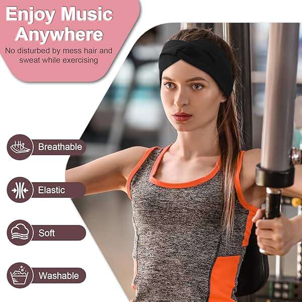 2-Pack Bluetooth Headband for Women, Wirless Headband with HD Stereo Speakers, Fashion Headband Headphones for Workout, Running, Yoga, Travel, Casual Wear, Meditation - Image 4