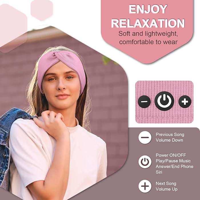 2-Pack Bluetooth Headband for Women, Wirless Headband with HD Stereo Speakers, Fashion Headband Headphones for Workout, Running, Yoga, Travel, Casual Wear, Meditation - Image 5