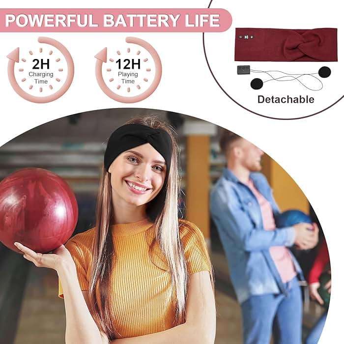 2-Pack Bluetooth Headband for Women, Wirless Headband with HD Stereo Speakers, Fashion Headband Headphones for Workout, Running, Yoga, Travel, Casual Wear, Meditation - Image 6