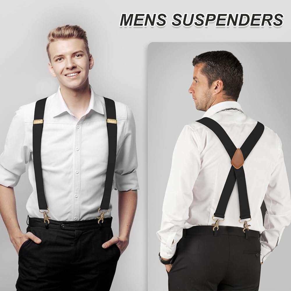 Fasker Suspenders for Men Heavy Duty 1.4 Inch Adjustable Elastic Straps X-Back Mens Suspenders - Image 6