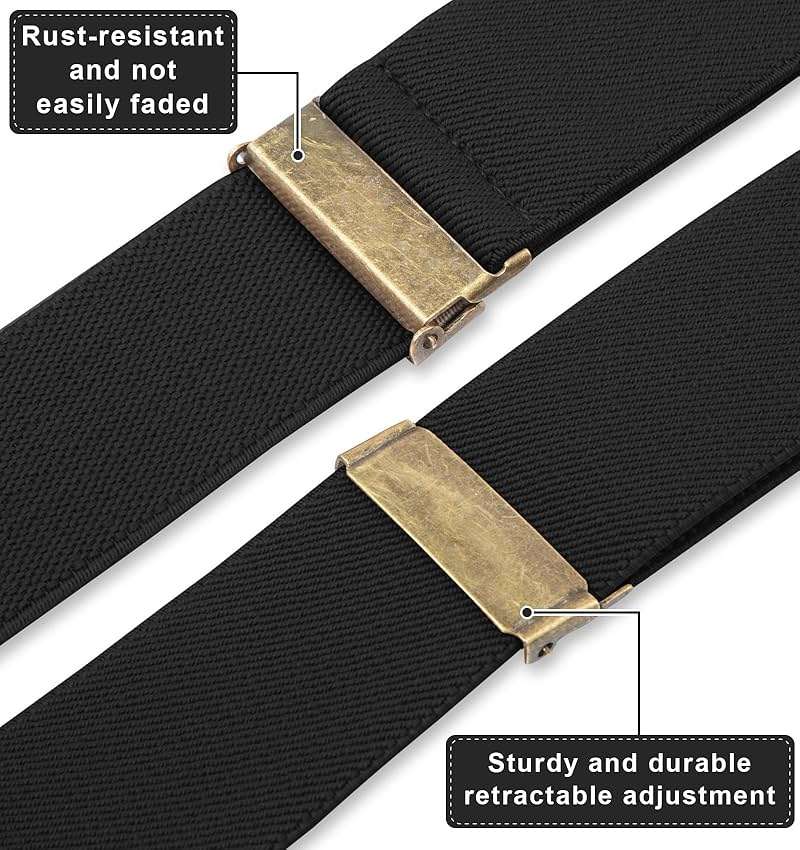 Fasker Suspenders for Men Heavy Duty 1.4 Inch Adjustable Elastic Straps X-Back Mens Suspenders - Image 7