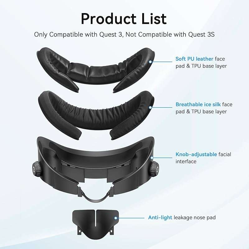 AMVR FC3 Facial Interface Face Pad Compatible with Meta/Oculus Quest 3 Accessories, with Knob Adjustable, NOT Compatible with Meta Quest 3S - Image 2