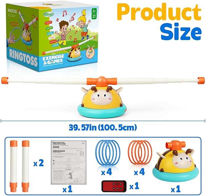 Billeeit 2-in-1 Musical Jump and Toss Ring Game Toy, Indoor and Outside Jump Toy for Kids Ages 4-8 and Toddler 1-3, 3-5, Christmas Boys and Girls Birthday Gift w/4 Speeds and Remote Control - Image 5