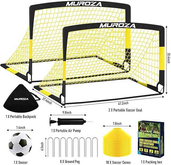 Soccer Goal, Kids Soccer Goals for Backyard Set, 2 Pack of Portable Pop Up Soccer Net with Soccer Ball, Cones, Complete Training Equipment for Youth, Toddler Outdoor Sports Games - Image 2