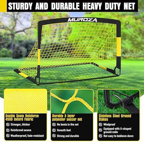 Soccer Goal, Kids Soccer Goals for Backyard Set, 2 Pack of Portable Pop Up Soccer Net with Soccer Ball, Cones, Complete Training Equipment for Youth, Toddler Outdoor Sports Games - Image 3