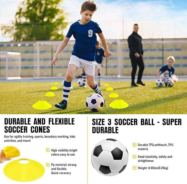 Soccer Goal, Kids Soccer Goals for Backyard Set, 2 Pack of Portable Pop Up Soccer Net with Soccer Ball, Cones, Complete Training Equipment for Youth, Toddler Outdoor Sports Games - Image 5