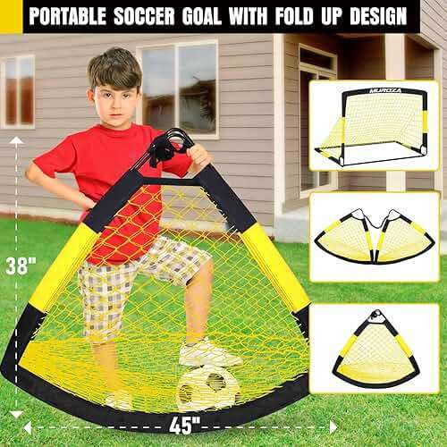 Soccer Goal, Kids Soccer Goals for Backyard Set, 2 Pack of Portable Pop Up Soccer Net with Soccer Ball, Cones, Complete Training Equipment for Youth, Toddler Outdoor Sports Games - Image 8