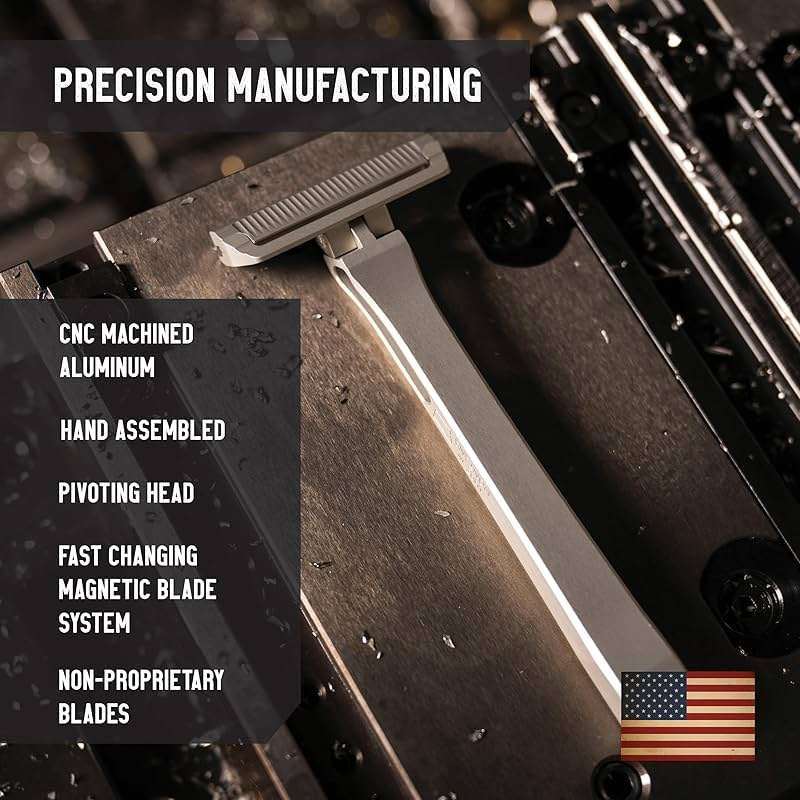 PROOF Select Single Blade Razor for Men with Pivoting Head Made in USA - CNC Machined Aluminum Easy Blade Replacement - Includes Genuine Leather Travel Case, Suction Cup Holder and Safety Razor Blades - Image 5