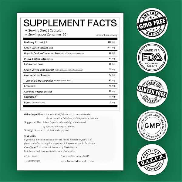 GLP-1 Supplement for Weight Loss & Appetite Control for Men and Women, Berberine & Green Coffee Extract, GLP-1 Boosting for Hunger & Metabolism Support, GLP-1 Levels & Overall Health - 90 Capsules - Image 7