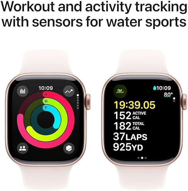 Apple Watch Series 10 [GPS + Cellular 42mm case] Smartwatch with Rose Gold Aluminum Case with Light Blush Sport Band - S/M. Fitness Tracker, ECG App, Always-On Retina Display, Water Resistant - Image 6